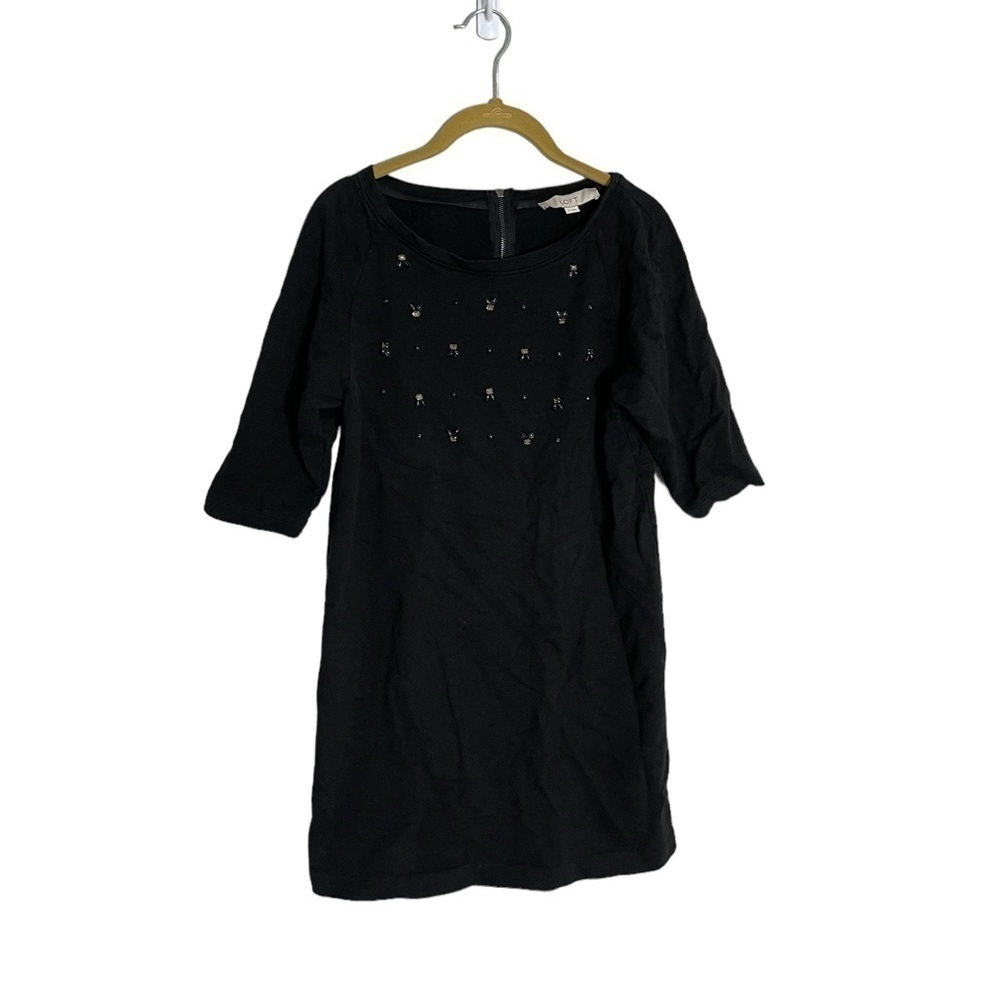 Loft Black Mini Dress Beaded Bodice Small